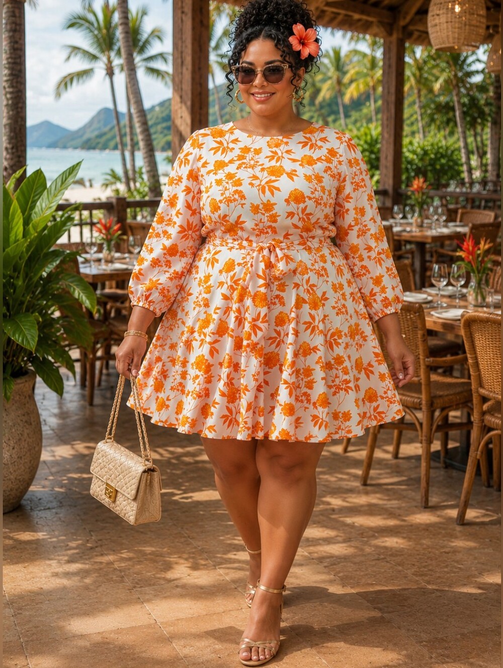Sugarlips Curve Manzanilla Floral Collins Godet Midi Dress 2X NWT